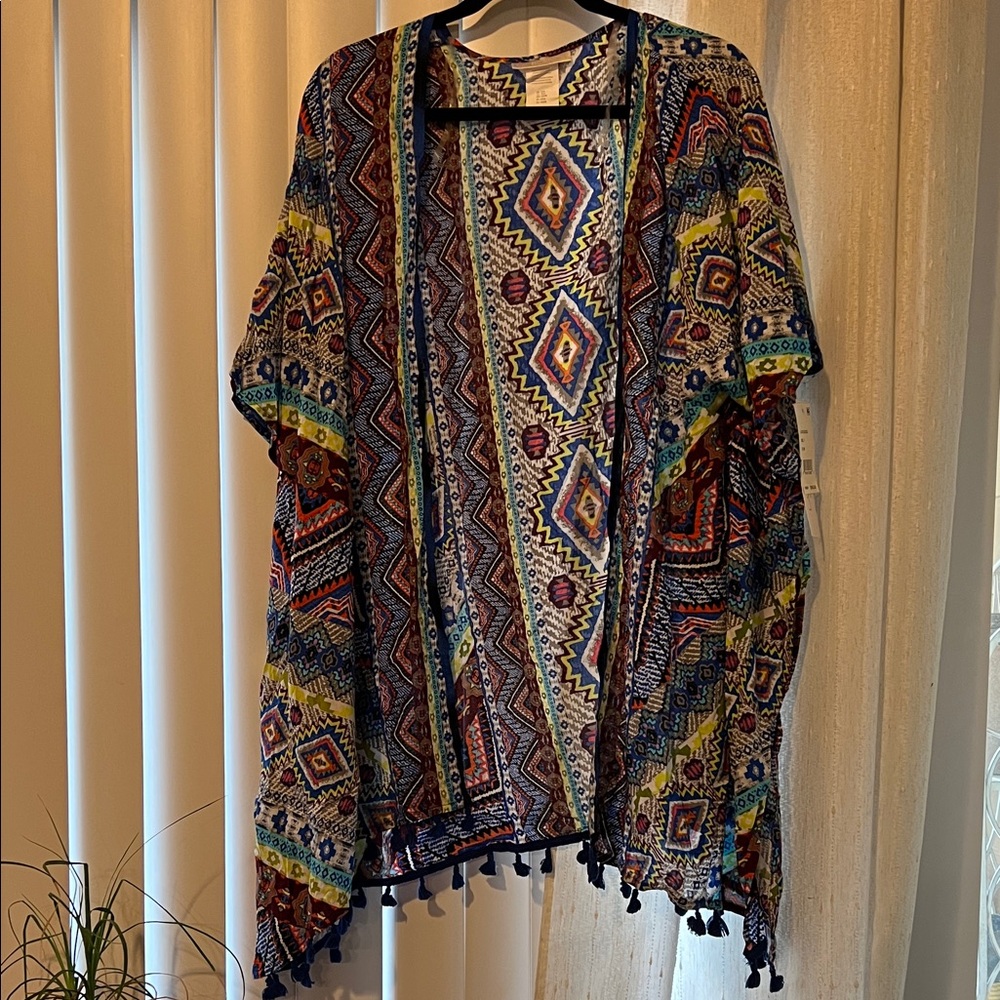 La Blanca Multicolor Aztec Print Kimono